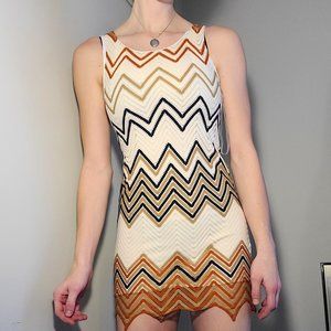 Sexy and Cute Zig Zag Macramé Dress, open back, size small